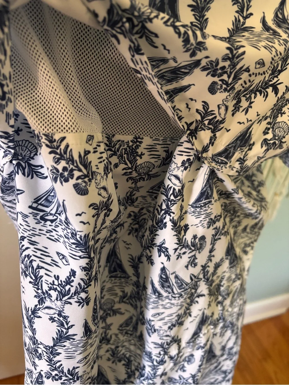 Magellan Outdoors  White & Navy Nautical Printed drawstring waist dress - Picture 5 of 14